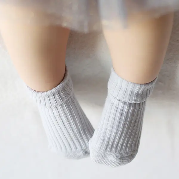 Tất Dệt Kim Gân, Cho Em Bé Trai Và Bé Gái, Màu Trơn Dài Đến Mắt Cá Chân, Mềm Mại, Thoải Mái, Thoáng Khí, Thích Hợp Cho Bé 0-4 Tuổi, [Thanh Toán Khi Nhận Hàng] 0