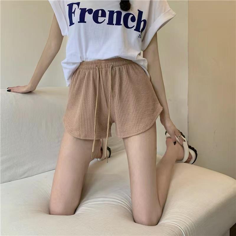 Product Introduction of Women's shorts, waffle style new summer high waisted plus size shorts, internet famous fitness shorts, loose casual pants 30