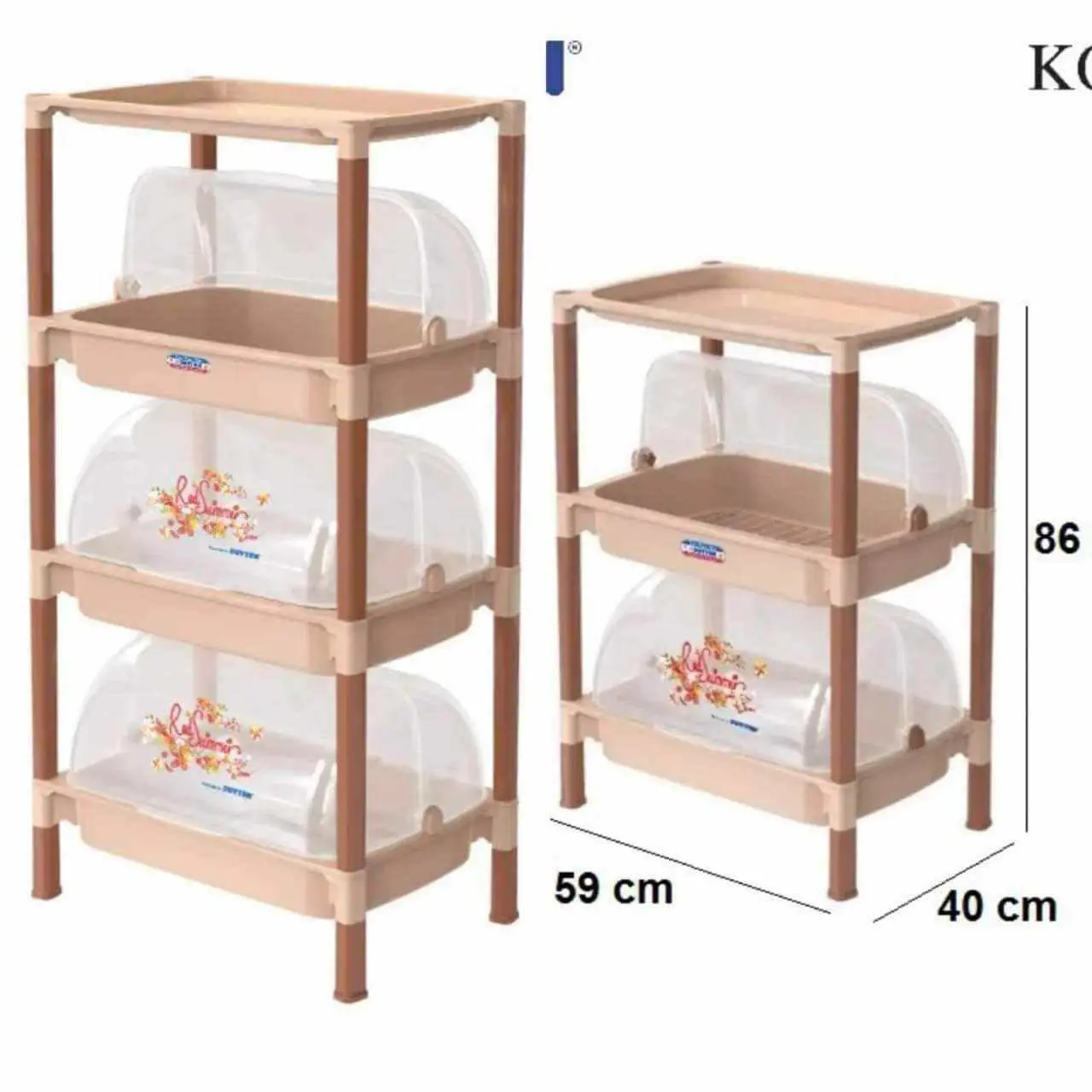 Kệ úp chén, bát 2 tầng + 1 Tầng đỉnh có nắp đậy nhựa Việt Nhật NH147 - Nhà Bếp - Kitchen hop dung bep a du