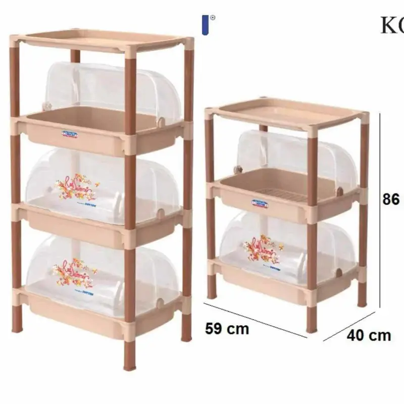 Kệ úp chén, bát 2 tầng + 1 Tầng đỉnh có nắp đậy nhựa Việt Nhật NH147 - Nhà Bếp - Kitchen hop dung bep a du 0
