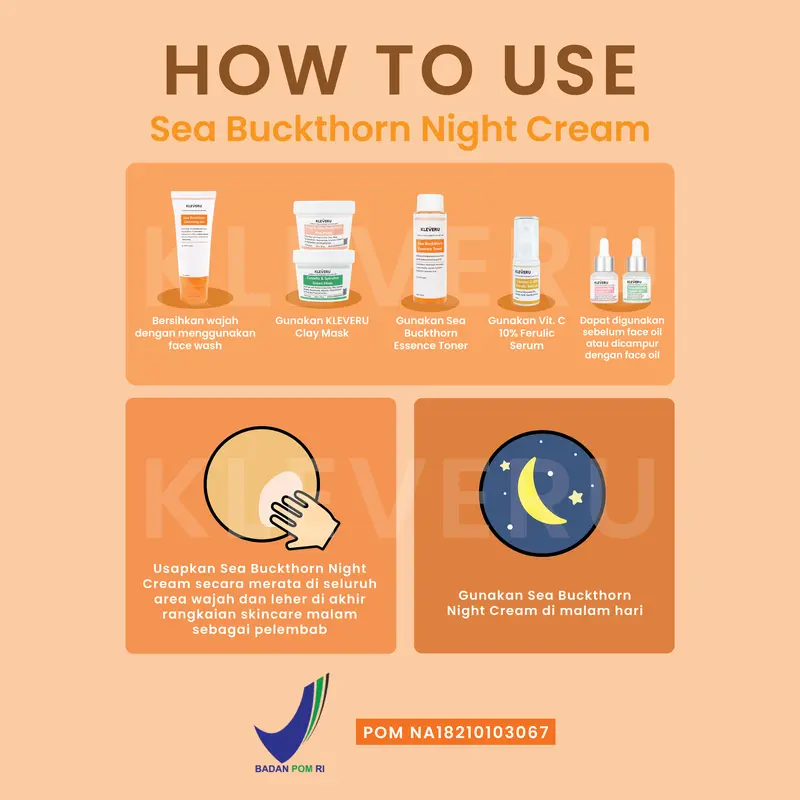 KLEVERU Sea Buckthorn Night Cream Hydrating Wajah Moisturizer 7