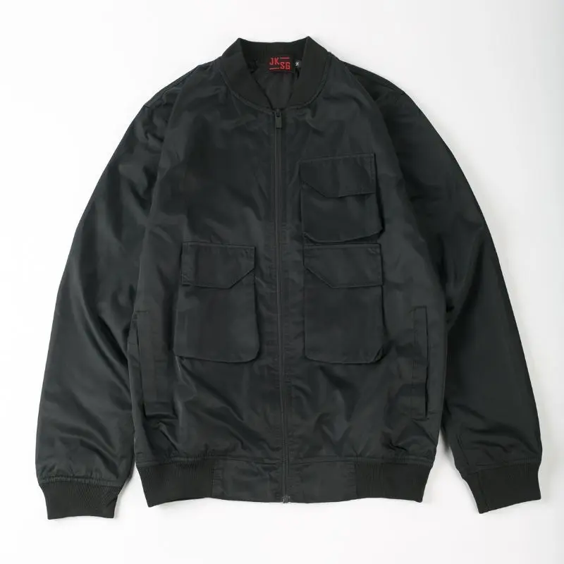 Áo khoác Bomber túi hộp, áo gió hai lớp dày dặn, chống nắng tốt, trượt nước, phong cách đường phố Màu trắng