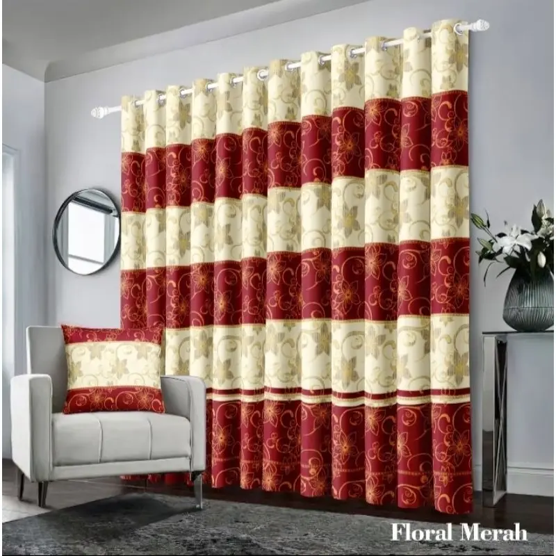 Gorden smokring motif sultan elegan murah 12 Ring/gordyn  smokring 12 Ring Free Tali Bunga Jendela Pintu Curtain gorden  serut 3