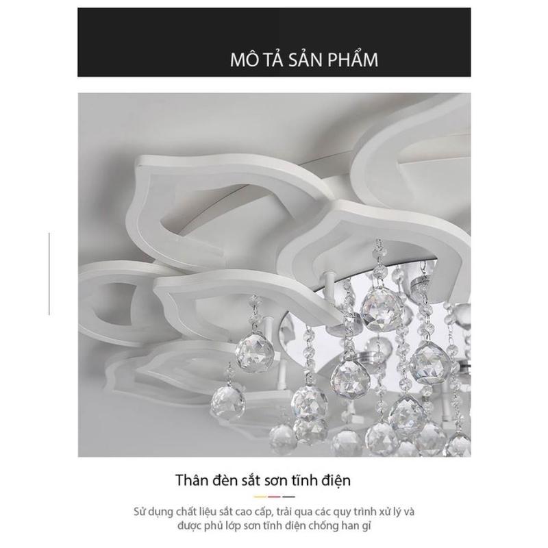 [GIÁ SỐC HÔM NAY] Đèn Ốp Trần 16 cánh sen pha Lê có bảo hành 7