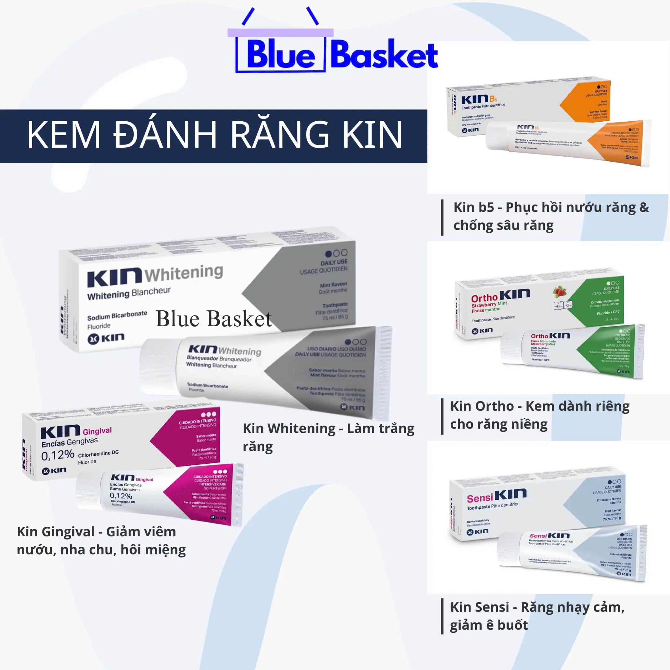 Kem Đánh Răng Kin Tây Ban Nha Giúp Làm Trắng Răng, Giảm Ê Buốt, Sâu Răng và Viêm Nướu, Giảm Hôi Miệng