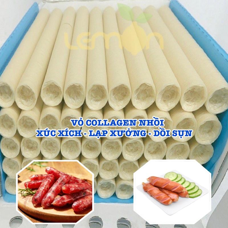 Vỏ bọc xúc xích lạp xưởng trứng gà nướng - Vỏ collagen ăn được hàng Viscofan Đức loại 1 NDX vỏ dài 15,24m