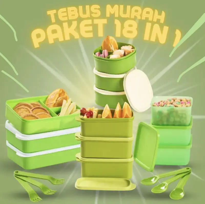 [COD] [TERMURAH] Moderno Paket Lunch Box Tebus Murah 18 in 1