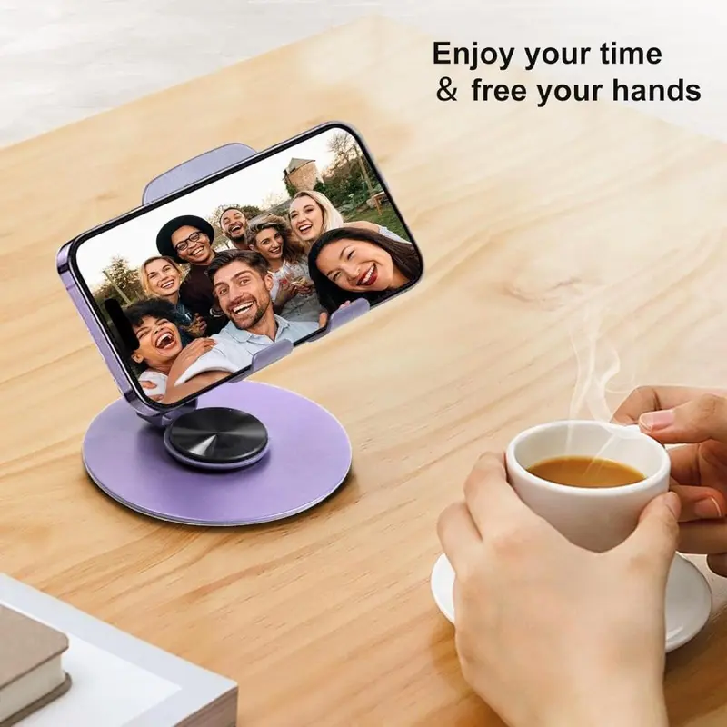 360° Rotatable Double Foldable Phone Holder, Fully Adjustable Foldable Desktop Phone Holder, Phone Accessories for Home & Office, Folding 7
