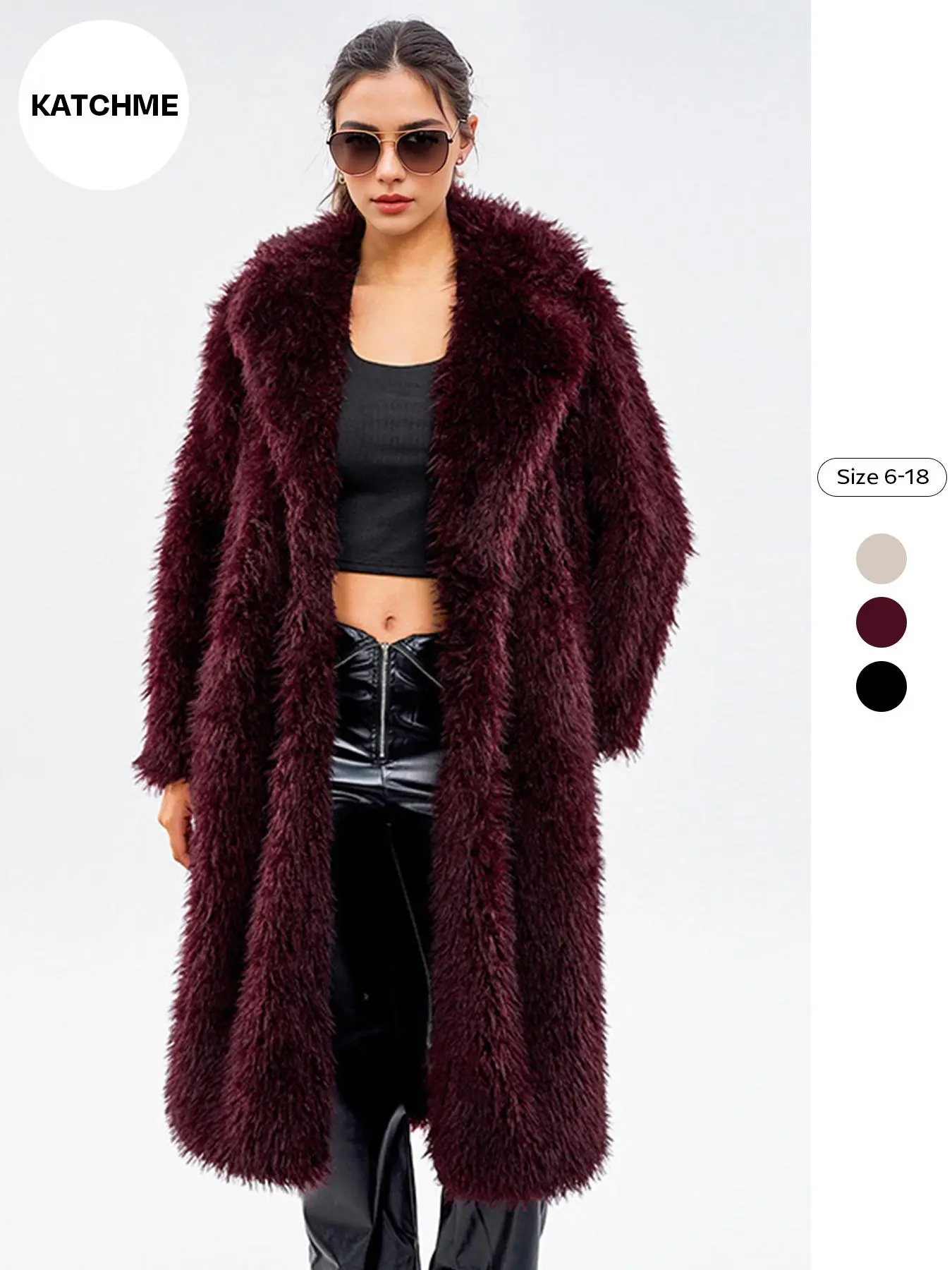 Women's Luxurious Solid Color Faux Fur Wide Lapel Open-Front Long Outerwear