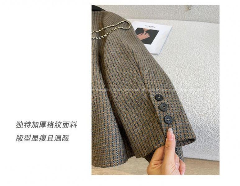 Product Introduction of Áo Blazer Len, Họa Tiết Răng Nanh Dành Cho Nữ, Hàng Mới Về 2024, Phong Cách Hàn Quốc, Dày Dặn, Cổ Điển, Dáng Rộng Vừa Vặn, Áo Âu Phục 6
