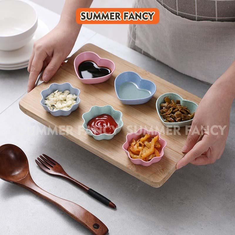 Chén trái tim mini lúa mạch xanh, hồng, đựng gia vị, nước chấm Summer Fancy - bài trí mâm cúng thôi nôi 3