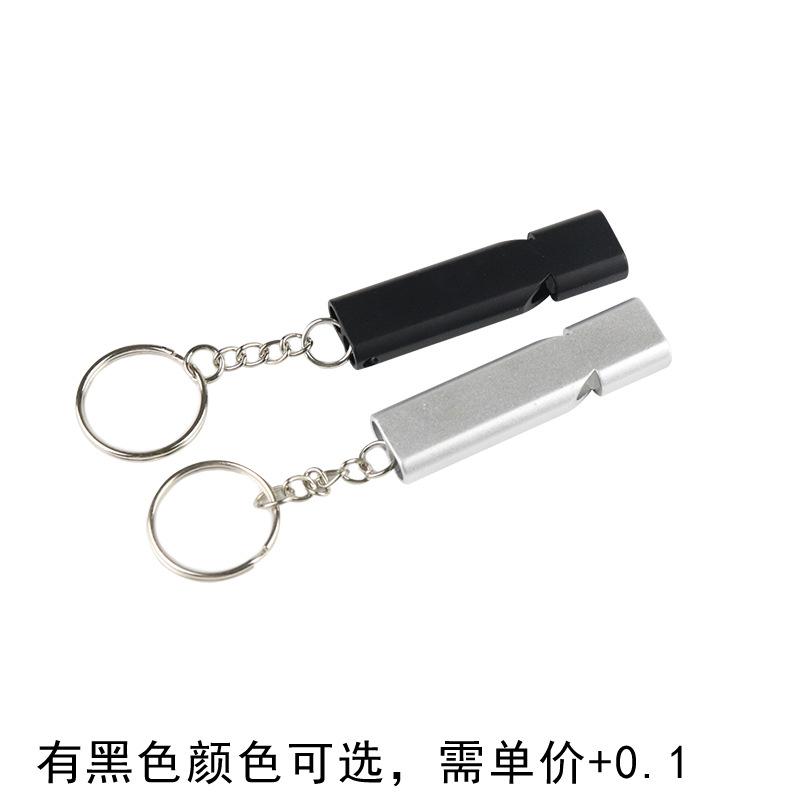Product Introduction of Amazon Hot-Selling Flat Metal Dual-Frequency Survival Whistle Dual-Tube High-Frequency Metal Outdoor Survival Whistle 7
