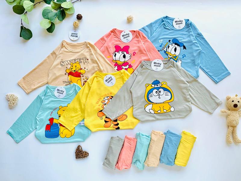 MK118 Bộ dài tay in hình thun lạnh cho bé 5-16kg