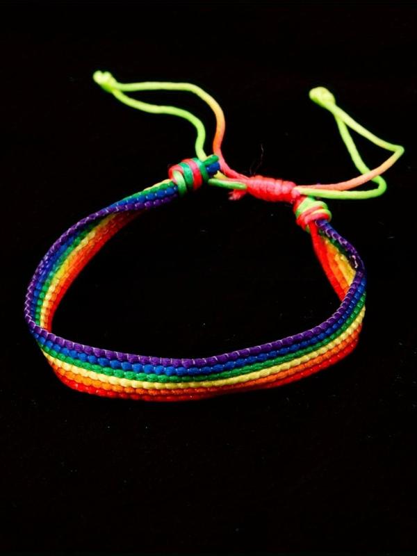 Unisex Simple Rainbow Colorful Drawstring Bracelet, Fashion Street Style Bracelet for Women & Men, Trendy All-match Jewelry As Birthday Gift 3