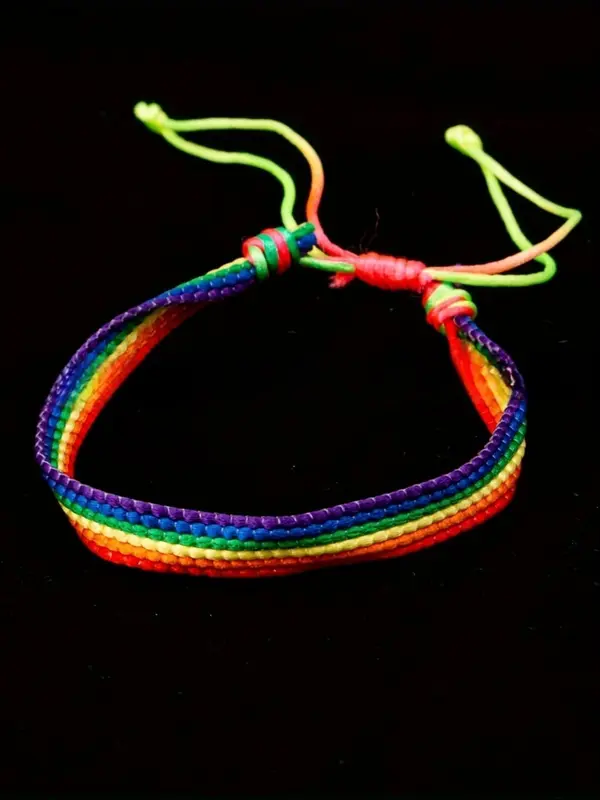 Unisex Simple Rainbow Colorful Drawstring Bracelet, Fashion Street Style Bracelet for Women & Men, Trendy All-match Jewelry As Birthday Gift 3