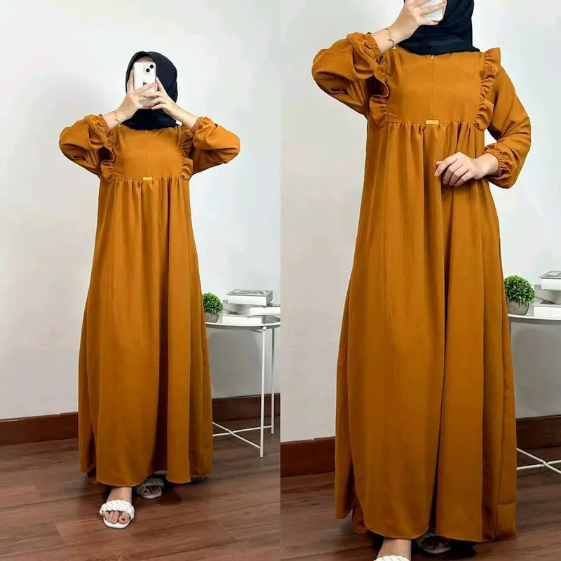 GAMIS SAMIRA CRINKLE AIRFLOW TERBARU LD 110CM // GAMIS WANITA muslimAH CRINKLE AIRFLOW muslim panjang wudhu Dress  Syari Polos Hitam Cantik Nyaman Menyusui Pink Dewasa Simple Maxi Dewasa Simple Remaja Mewah Kondangan Pesta 1