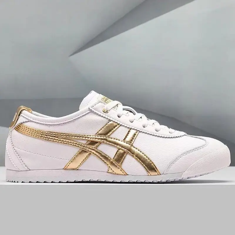 Original Tiger Shoes Casual Shoes, Men's and Women's Classic Light Wear Easy To Wear Sneakers, White Gold