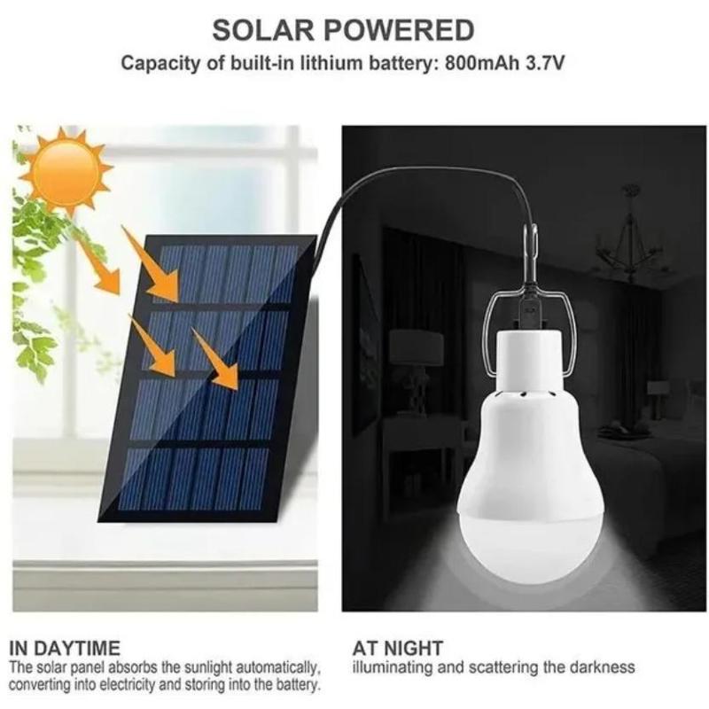 Đèn LED bóng đèn năng lượng mặt trời, không thấm nước, sử dụng ngoài trời, 5V, sạc USB, treo, đèn chạy bằng ánh sáng mặt trời khẩn cấp, Cầm Tay và mạnh mẽ, thích hợp cho sử dụng trong nhà 1