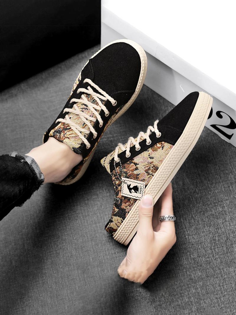 Product Introduction of Men's Patchwork Design Skateboarding Shoes, Sporty Comfortable Shoes for Daily Wear, Male All-match Round Toe Shoes for Daily Wear 2