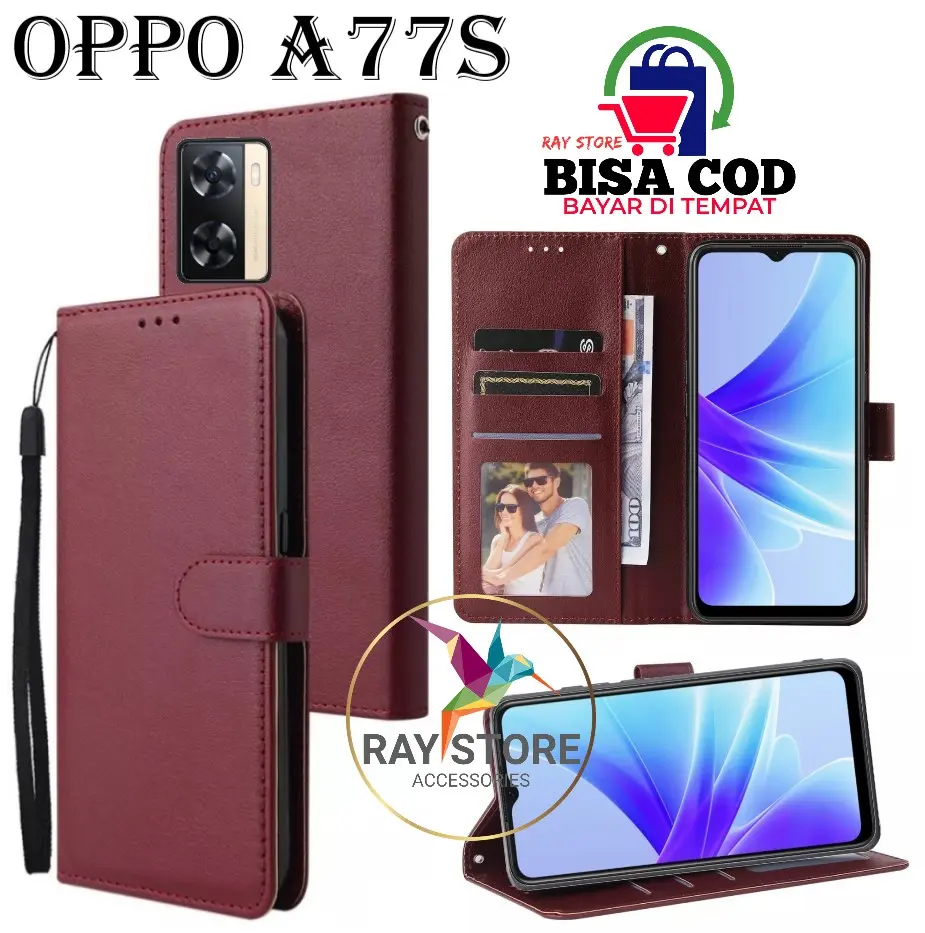 OPPO A77S FLIP LEATHER CASE PREMIUM-FLIP WALLET CASE KULIT UNTUK OPPO A77S - CASING DOMPET-FLIP COVER LEATHER-SARUNG BUKU HP