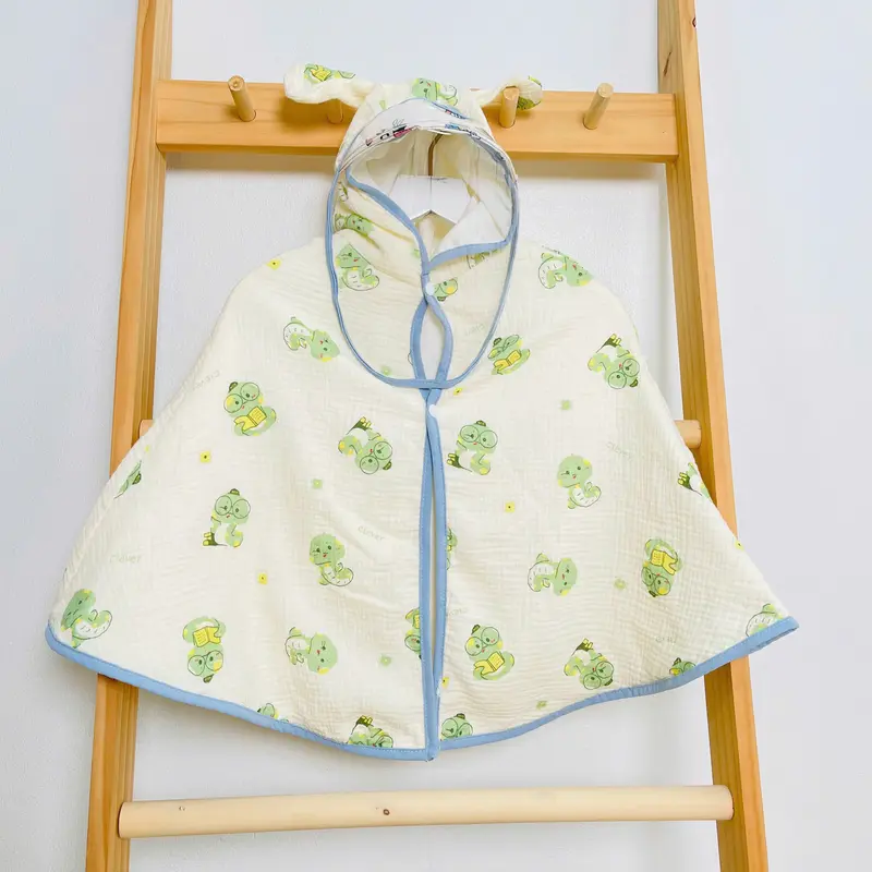 Áo choàng chống nắng cho bé chất xô muslin kèm tấm chắn HABY KIDS độ tuổi từ 0 đến 4 tuổi,( Shop xin điều chỉnh 3 lớp cũ xuống 2 lớp và 2 lớp xuống 1 lớp cho các mom chưa dùng xô muslin dễ hiểu ạ ) Voi Jean 8