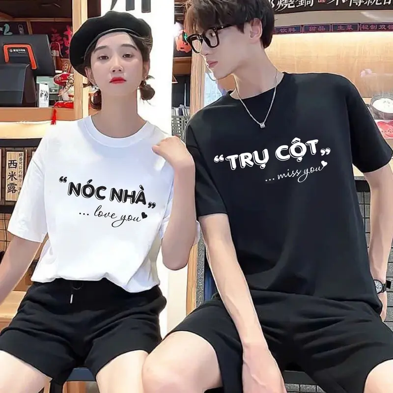 Áo thun, áo phông cặp nam nữ, áo đôi mặc với người yêu in hình TRỤ CỘT  - NÓC NHÀ miss you đáng yêu, ý nghĩa, cá tính (GIÁ 1 ÁO) chất cotton mềm mịn thoáng mát, phong cách năng động Women  - Men áo  cap đồ đôi 4