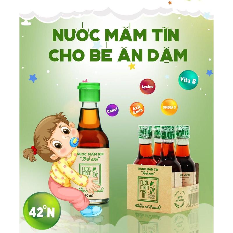 [1 chai] Nước mắm Tĩn trẻ em cho bé ăn dặm độ đạm 42N 60ML nhiều cá ít muối 2