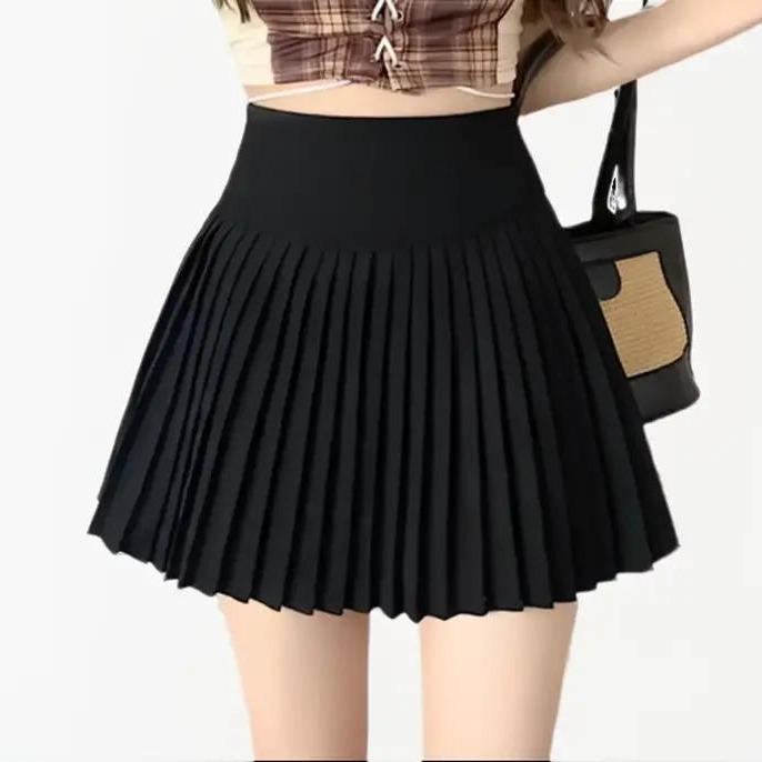 Chân váy xếp ly tennis dập li nhỏ dáng ngắn mã 601 Váy chữ A Nữ Cotton Đen