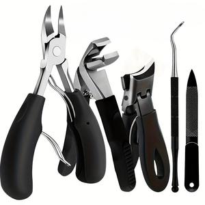 Set de cortañas profesional, 5 piezas por set, cortañas de acero inoxidable, lima de uñas y alicates para uñas, herramienta de manicura y pedicura para uso en casa y salón