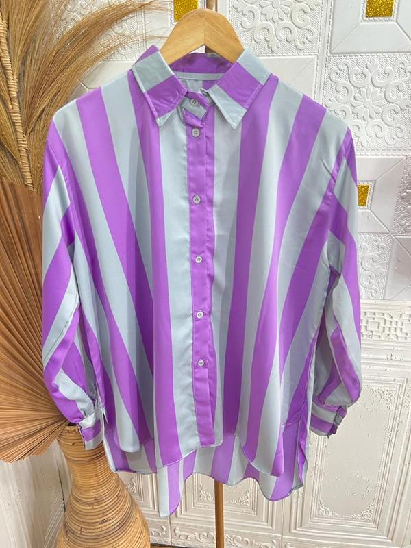 Kemeja Salur Oversize Kemeja Garis Kekinian Atasan Salur Terbaru 4