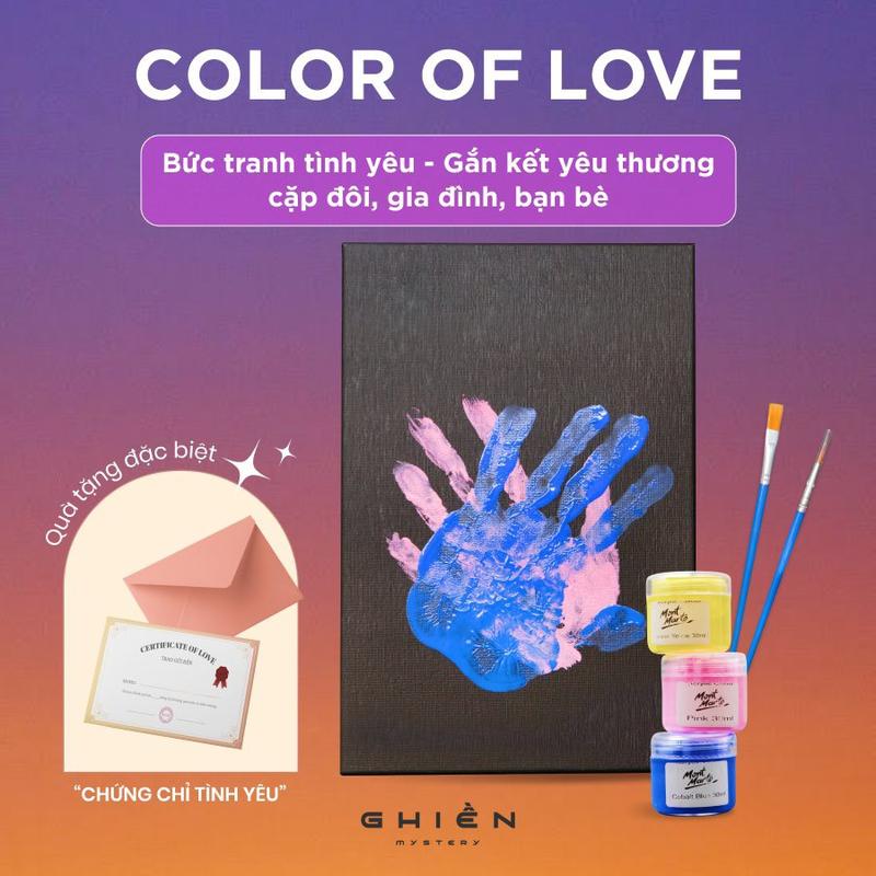 Quà tặng giới hạn Khung tranh in bàn tay người yêu "Color of Love" dáng màu tình yêu cho hành trình yêu thương trọn vẹn dành cho cặp đôi gia đình| Ghiền Mystery tranh cô gái bà già tranh đính đá Canvas Phòng Khách