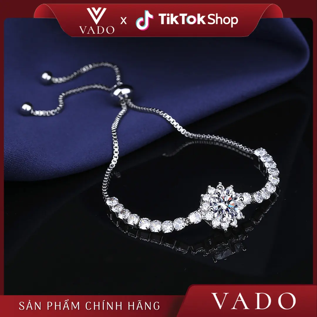 [LIVE - LẮC HOA TUYẾT] Lắc Tay Hoa Tuyết Đá HỢP KIM XI BẠC 925 Thiết Kế Dây Rút