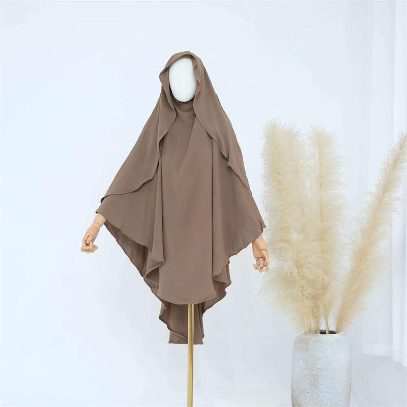 Product Introduction of Ramadan Solid Khimar Abaya Dubai Niqab Turkey Arabic Muslim Hijab Islam Prayer Clothes For Women Djellaba Turban Musulmans Femme 11
