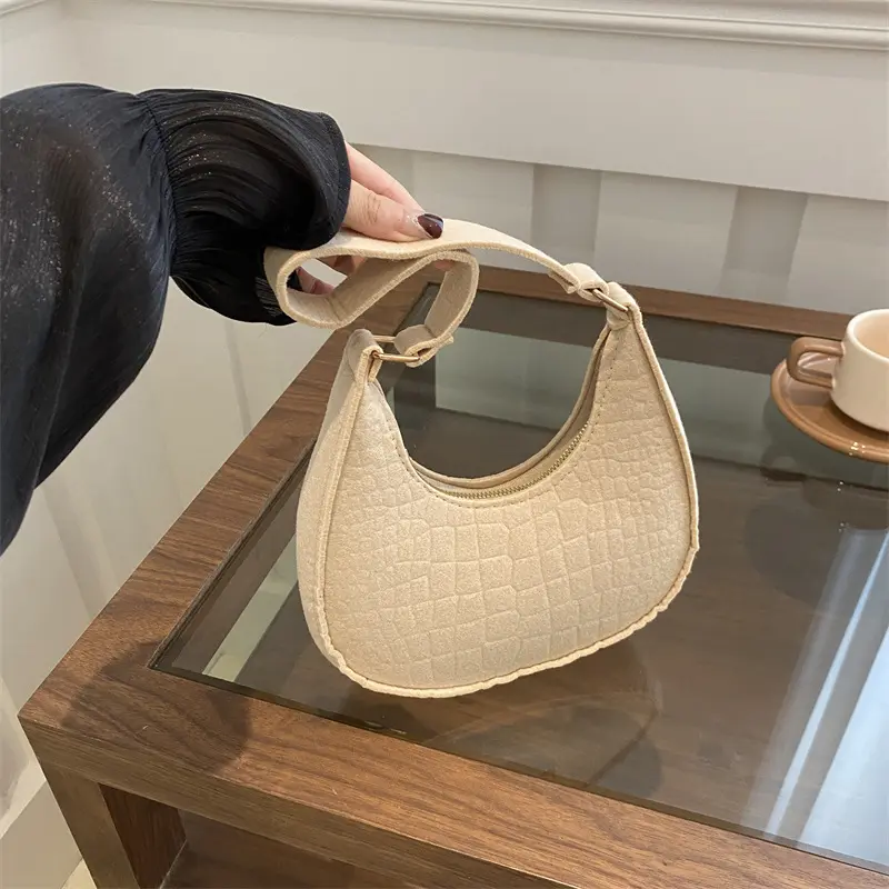 Túi Hình Lưỡi Liềm, Dành Cho Nữ, Thời Trang, Phong Cách Thường Ngày Hợp Xu hướng, Thiết Kế Cổ Điển Chất Liệu Nỉ Họa Tiết Cá Sấu, Túi Kẹp Nách, Túi Đeo Vai Nữ, Hàng Mới Về Mùa Thu 2024
