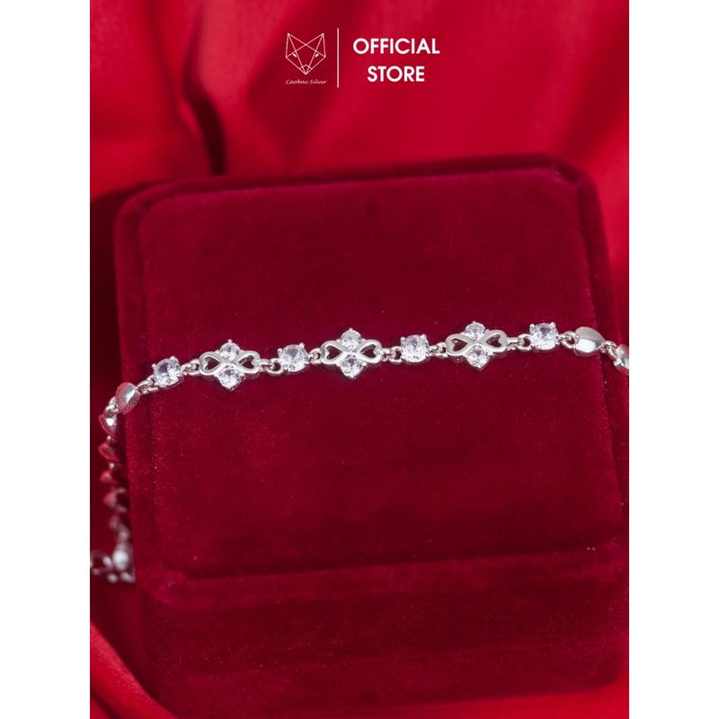Lắc tay nữ Bạc Ta Cáo Bạc Jewellery bạc Việt Nam tim trơn ổ đá sole quà tặng bạn gái năng động dễ thương