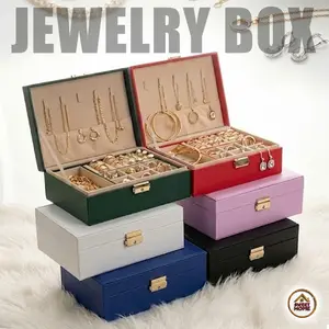 Tempat Penyimpanan Aksesoris Perhiasan Emas Gelang Jam Tangan KP03 Kulit Linen kotak