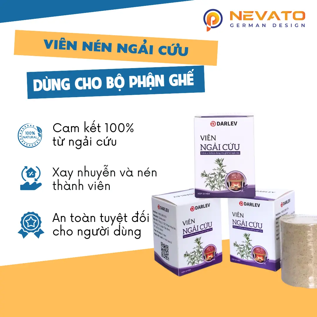 Hộp Viên Nén Ngải Cứu Khô DARLEV Dùng Cho Bộ Phận Ghế Hơ Xông Ngải Cứu (10 viên/ hộp)