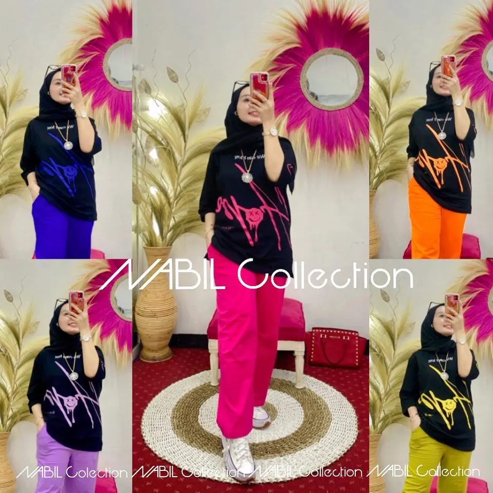 Setelan Wanita Dewasa Setelan Baju Celana Motif We Los Ld 110