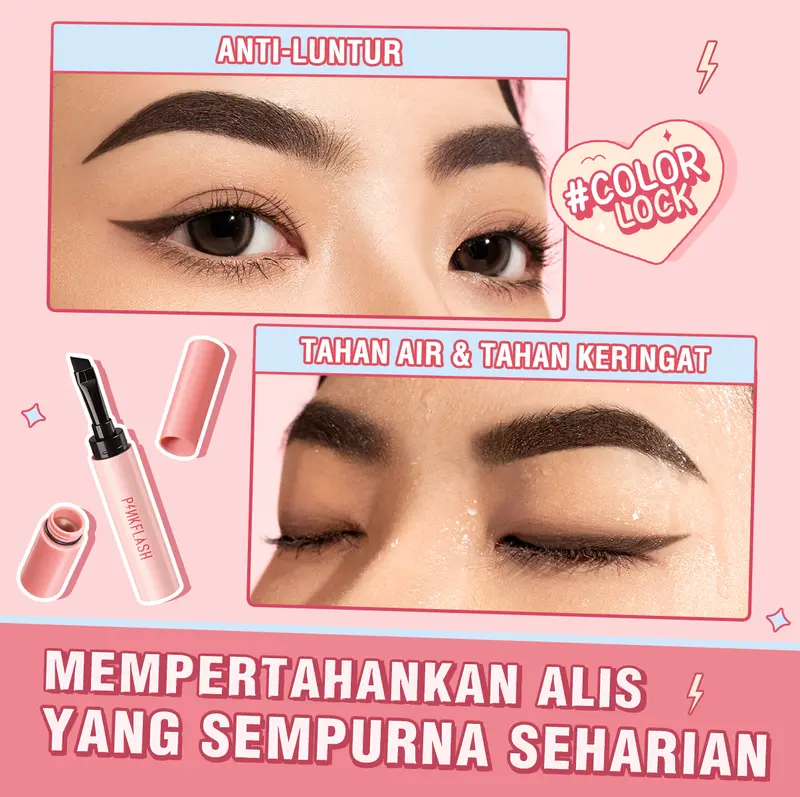 [Official] [BPOM]PINKFLASH #ColorLock Waterproof Eyebrow Pomade Cream High Pigment Smudge-proof Long-lasting Non-caking Soft Smooth Quick-drying Shaping 4