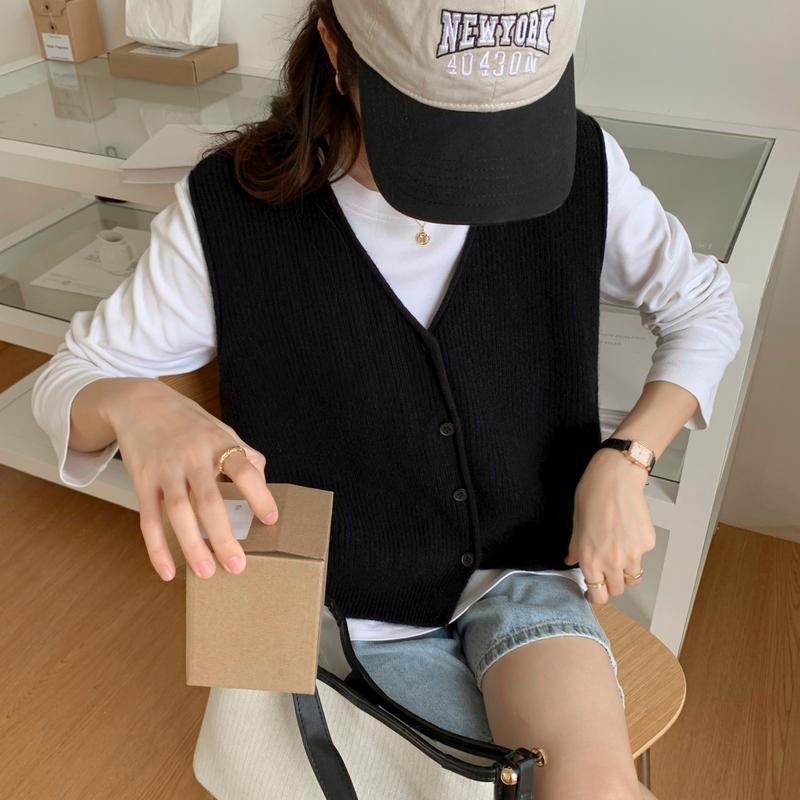 Áo Vest Cardigan Cổ Chữ V, Phong Cách Thanh Lịch Châu Âu Và Mỹ, Áo Vest Mặc Bên Ngoài Ngoài Trời Mới Mùa Thu Cho Nữ, Đồ Len, Áo Không Tay Ngắn, Dành Cho Nữ Women Top 3