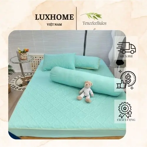 Bộ Chăn Ga Gối Chần 4 Món Cotton Phối Màu, Chất Vải Mềm Mát, Thoáng Khí, Thấm Hút Mồ Hôi 0