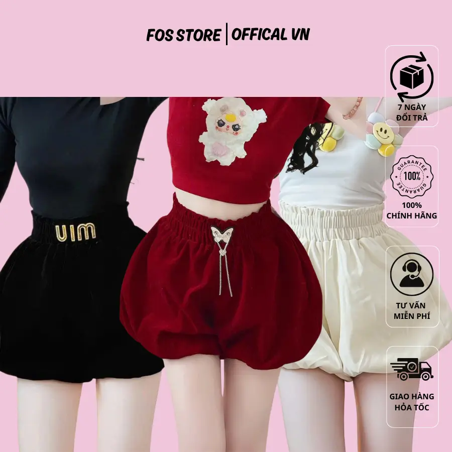 QUẦN ĐÙI NHUNG BÍ TRƠN, ĐÍNH CHỮ MEO, ĐÍNH BƯỚM trước cực hot Siêu dễ thương , chất nhung dày dặn mềm mịn - U046