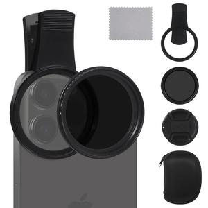 52mm 調節可能なNDフィルター 2-400 iPhone & Android対応 CPL偏光レンズ 反射を減らす 屋外旅行撮影 自撮り用 耐久性アクセサリー