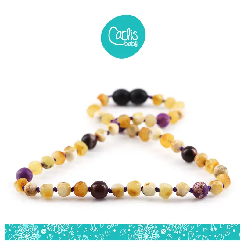 Kalung & Gelang Amber Tumbuh Gigi Bayi dengan Purple Imperial Jasper & Mookaite By Carlis Baby. AGL33 4