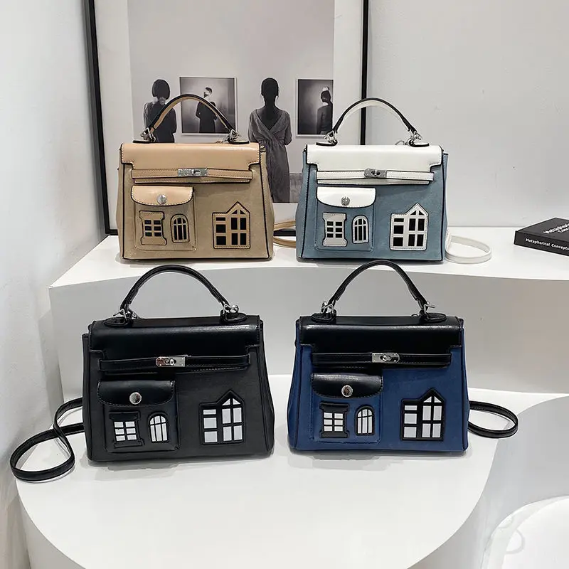 Hard Bottom Light Luxury Portable Kelly Bag New Classic Contrast Color Small House High-Grade Single Shoulder Crossbody Birkin Bag