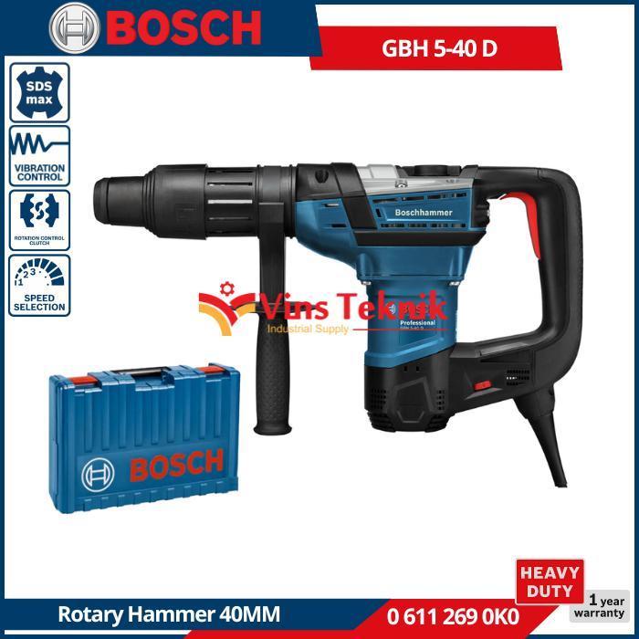 Gambar BOSCH GBH5-40 D Mesin Bor Beton Rotary Hammer 40mm 2Mode 8.5 joule 1100Watt SDS Max GBH 5-40D dari Vins Teknik Bekasi Kota Bekasi Tokopedia