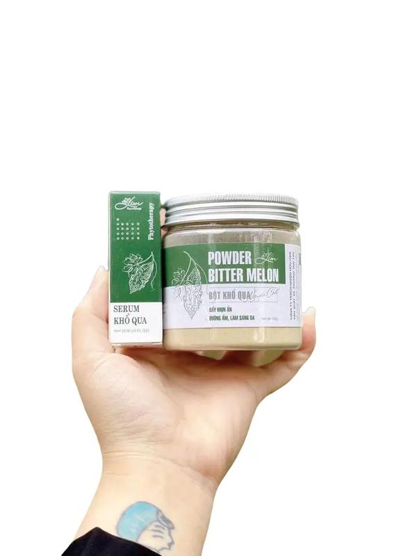 combo Serum khổ qua lim + bột khổ qua Làm Đẹp Da Nữ Chăm Sóc Da Giảm Mụn Giảm Thâm Cho Da Mụn Skincare