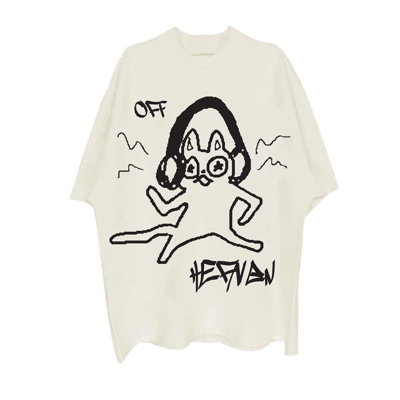  Áo thun kem HEAVEN MÈO CHILL vải thun 2 chiều định lượng 250gsm 