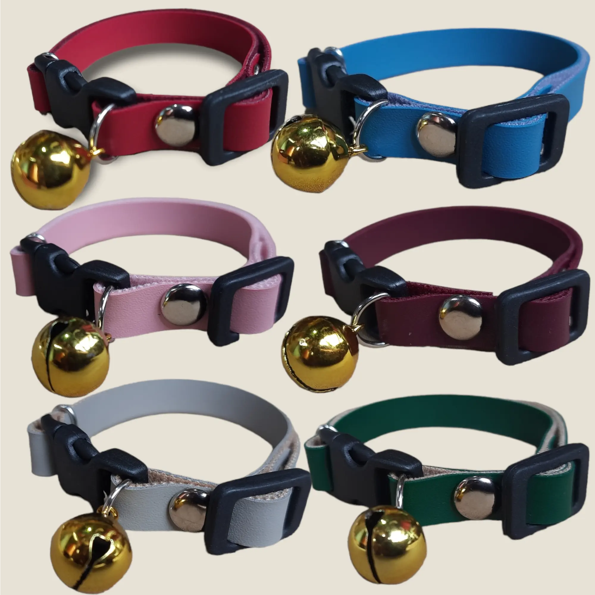 Kalung Kucing Kulit Sintetis Premium dengan Lonceng 14mm - Cat and Jack
