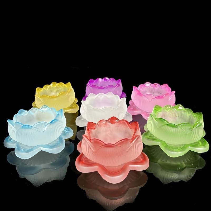 Đế nến hoa sen, chân nến hình hoa sen, chân đèn cầy lưu ly đựng nến nhiều màu Decor Decor Phòng porcelain may mắn